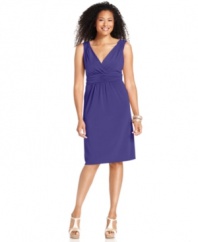 Strategically-placed ruching gives NY Collection's petite jersey dress a fabulously flattering look! Try it with sandals for effortless summertime chic.
