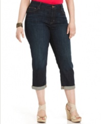 Take your bottoms to the top with DKNY Jeans' cropped plus size jeans-- they're must-haves for spring/summer!