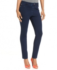 Look trendy and fashionable in these dark-wash petite denim leggings from Style&co. Get the look of skinny jeans with the comfortable stretch fit of leggings!