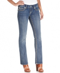 Embroidered back patch pockets give these petite bootcut jeans from Seven7 a subtle yet impactful style upgrade. Pair them with a variety of tops and tees for a casual chic look.