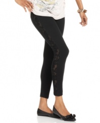 Looking for a quick way to add va-va-voom to your wardrobe? Try Style&co.'s lace-inset petite leggings with a silky tunic or a boyfriend shirt for an effortlessly alluring ensemble.