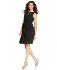Evan Picone's petite dress looks fresh and feminine with an empire waist and fine pleats throughout. Perfect for summer style with a shimmering open-toe shoe!