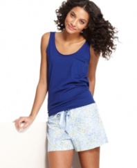 Choose the Speckle Dot tank and shorts pajama set by Alfani for a drop of fun here and sprinkle of comfort there.