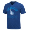 MLB Mens Los Angeles Dodgers Game Day Weathered Deep Royal Heather Short Sleeve V-Neck Tee By Majestic