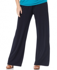 Enjoy the style and comfort of MICHAEL Michael Kors' wide leg plus size pants, featuring an elastic waistband.