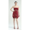 Sue Wong Womens Size 4 Wine Strapless Beaded Bubble Cocktail Dress