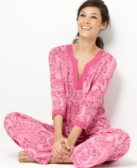Prepare for wonderful dreams with the whimsical print of these boldly-hued cotton pajamas by Charter Club.