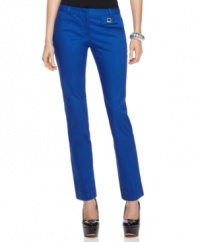 The sleek silhouette of these MICHAEL Michael Kors slim-fitting petite pants is highlighted by the bold cobalt blue hue.