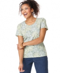 Welcome the spring season with style and savings: This petite tee by Karen Scott is as pretty as it is affordable!