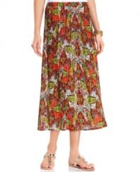 Make a statement in this Charter Club petite skirt, featuring a bright print on pleated cotton. The maxi silhouette is so on-trend, too!