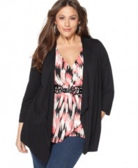 Get a perfectly-coordinated look every time with Style&co.'s plus size layered top. A faux belt gives this piece waist definition and a refined touch!