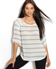 Casual doesn't have to mean you compromise on style. Case in point: This petite sweater by INC, featuring a fabulous fit and a striking metallic stripe.