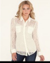 GUESS Channing Long-Sleeve Lace Top, MILK (MEDIUM)