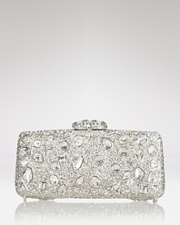 Get in touch with your sparkly side with this rhinestone-embellished clutch from Clara Kasavina. Taking its cues from your jewel box, this bag shines with a favorite frock and heels.