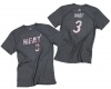 Miami Heat Dwyane Wade #3 NBA Mens Short Sleeve Tee Shirt, Storm Gray
