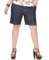 Featuring a belted waist, American Rag's plus size Bermuda shorts are must-haves for spring/summer fun!