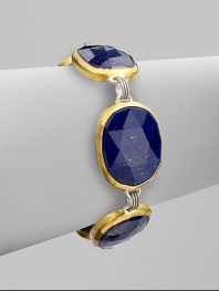 Rich lapis stones set in 24k gold with sterling silver links for a truly elegant style. Lapis24k goldSterling silverLength, about 7¾Box clasp closureImported 