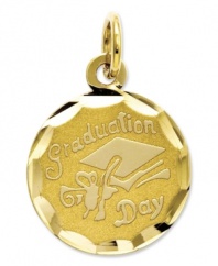 The perfect Graduation Day gift, this commemorative charm will make the perfect addition to his/her collection. Crafted in 14k gold. Chain not included. Approximate length: 9/10 inch. Approximate width: 3/5 inch.