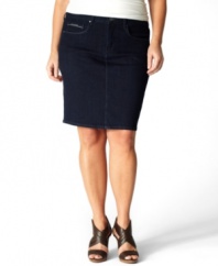 Add feminine appeal to your spring/summer look with Levi's plus size denim skirt.