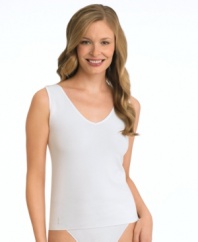 A sleek, seamless tank top by Jockey. Breathable fabric adds to its coolness and comfort. Style #2382 (Clearance)