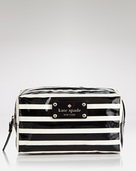 Show your stripes. kate spade new york goes graphic with this coated cotton beauty bag, ideally sized for the must-carry cosmetics.