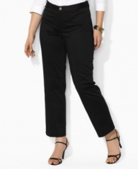 Plus size fashion crafted in a modern, cropped silhouette. These pants from Lauren by Ralph Lauren's collection of plus size clothes were made in sleek sateen for a chic, sophisticated look.