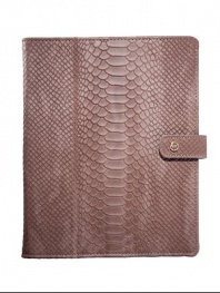 Thoughtfully designed to fold horizontally or vertically, your iPad will be protected within this python-embossed leather case with chamois-cloth lining, secure snap tab and four leather wrapped corner straps.Fits all iPad modelsLeather8 X 9.75Made in USA