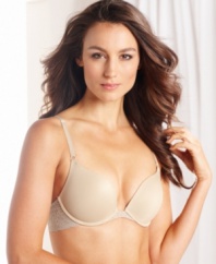 Seamlessly perfect fit. Maidenform's One Fab Fit Embellished push up bra features seamless, underwire cups and lace wings with mesh lining. Style #7180