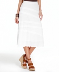 Asymmetrical seaming and a softy A-line silhouette give INC's skirt a leg up!