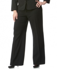 Plus size fashion designed for a polished look at the office. The classic tailoring and chic stretch fabric of these suiting pants from AGB's collection of plus size clothes are essential to your work wardrobe.