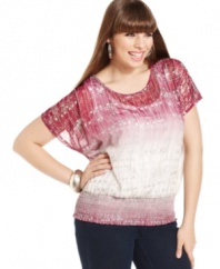 Partner your go-to jeans with Eyeshadow's short sleeve plus size top, rocking an ombre print.