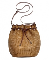 Start summer off right with this fun-loving straw bag from BCBGeneration. With a laid back drawstring design it's the perfect beach-chic look for sunny days and warm nights.