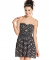 Say yes to this polkadot-print frock from Material Girl! Sporting a sweetheart neckline and flirty back design, this dress is a cute pick for date-night with your favorite boy.
