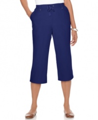 Karen Scott takes casual comfort to new heights with these petite cropped pants, complete with a drawstring waist.