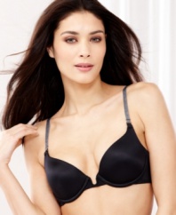 Versatility is key. The Extreme Options push up by Lily of France features removable padding and three different sets of straps (opaque, lower back, and clear) that can be worn in many different ways. Style #2175415