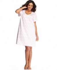 Float away in the comfort of this sleepshirt by Charter Club. It's ruffled hems and whimsical print are perfection.