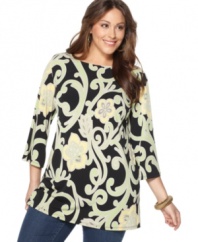 Swirling scrolls and blooming flowers add a charming touch to an essential piece! Style&co.'s plus size tunic is a must-have for every closet.