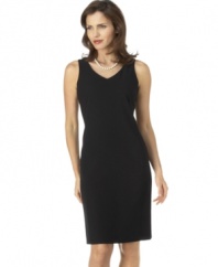 The classic version of the little black dress, this V-neck sleeveless cocktail dress from Jones New York Collection is simply elegant.