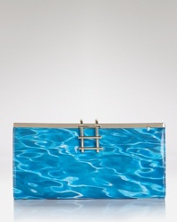 Stage a pool party with this aquatic-inspired frame clutch from kate spade new york. Pick up this playful piece to add a splashy pop-of-color at your next evening event.