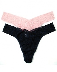 Hanky Panky's original soft stretchy lace thong available in plus size. Style #4811X