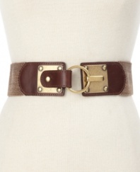 Fit for fall fashion. Ace a studious look by cinching up a blouse with Fossil's one-of-a-kind leather and tweed stretch belt.