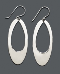 Turn heads in this strikingly modern design by Unwritten. Open oval drop earrings crafted from sterling silver. Approximate drop: 2 inches.