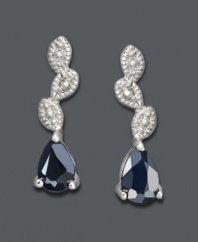 Unwavering elegance in the form of cascading leaf droplets. Victoria Townsend earrings are a must-have for any formal evening affair. Crafted in sterling silver, pear-cut sapphires (1 ct. t.w.) shine amidst an array of sparkling diamond accents. Approximate drop: 13/20 inch.
