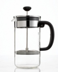 Release the flavors of your favorite blend to enjoy coffee in an entirely new way. Bodum's French press extracts richer, deeper and bolder notes from your coffee of choice for a cup bursting with undeniably irresistible aromas and tastes. In about four minutes, you'll have a gourmet cup without any of the hassle or waste of paper filters.