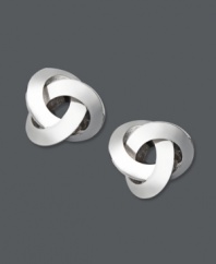 Chic stud earrings with a hint of Celtic inspiration. Crafted in 14k white gold. Approximate diameter: 1/2 inch.