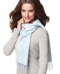 Let it snow. This wonderfully soft cashmere scarf with festive Fair Isle pattern will keep you toasty. By Charter Club.