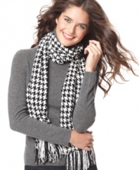 Check it out. A large-scale traditional houndstooth pattern makes a classically chic statement on Charter Club's cozy chenille scarf.
