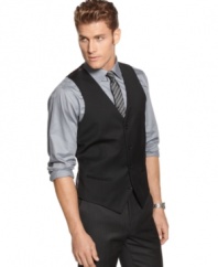 Finish off your look. This slim-fit vest from Alfani vest is just the thing to streamline your look.