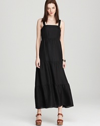 Tiers of floaty silk cascade the length of this floor-sweeping Eileen Fisher sundress for a silhouette that is effortlessly boho-chic.