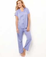 Slip into a satiny sleep with these comfortable and classic pajamas by Vanity Fair.